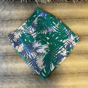 Ann Taylor LOFT 4P Blue Green Tropical Leaves Lined Office Zipper Pencil Skirt